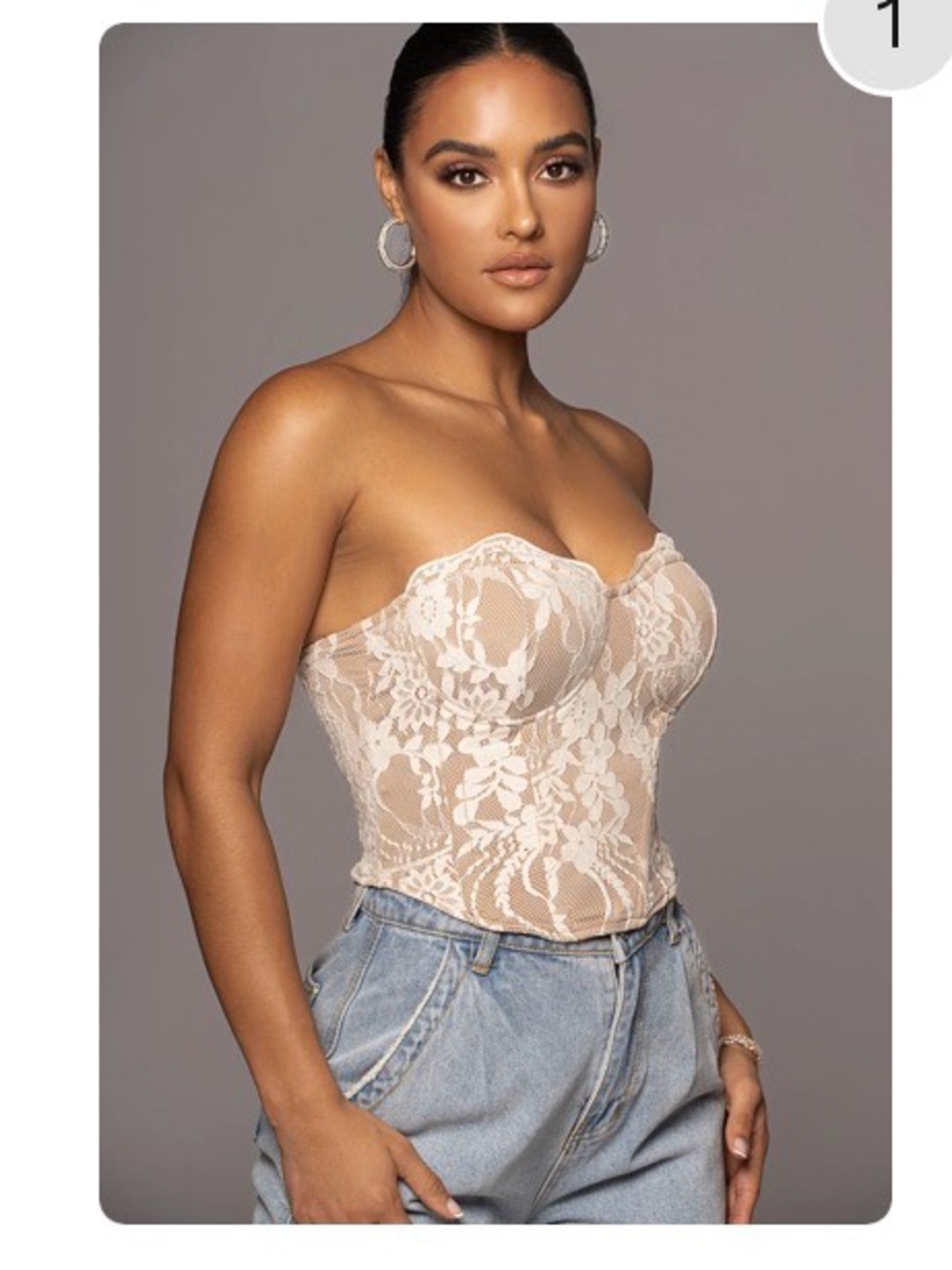 JLUXLABEL Strapless Lace Bustier Corset Top in white Nude